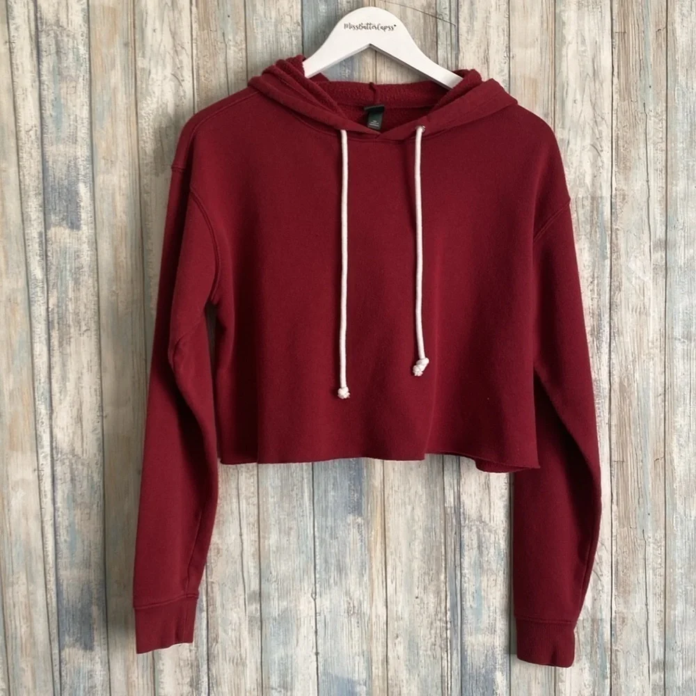 Wild Fable Red Cropped Hooded Sweatshirt | Size XS | Red - Picture 6 of 10